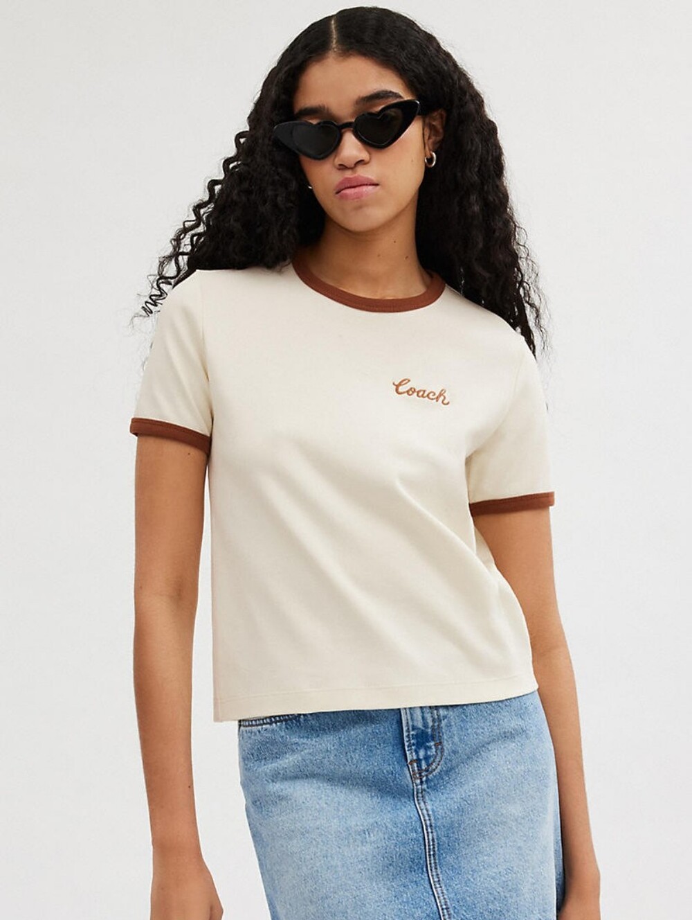 NWT Coach Saddle and Cream Ringer Logo Tee